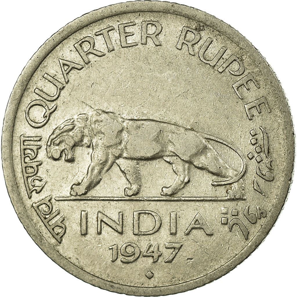 India - British | 1/4 Rupee Coin | Indian tiger | Km:548 | 1946 - 1947