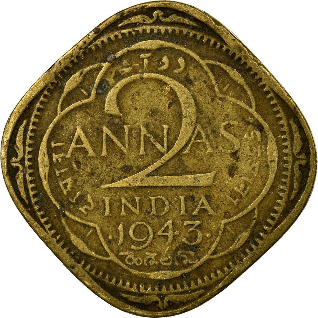 India - British | 2 Annas Coin | King George VI | Km:541A | 1942 - 1944