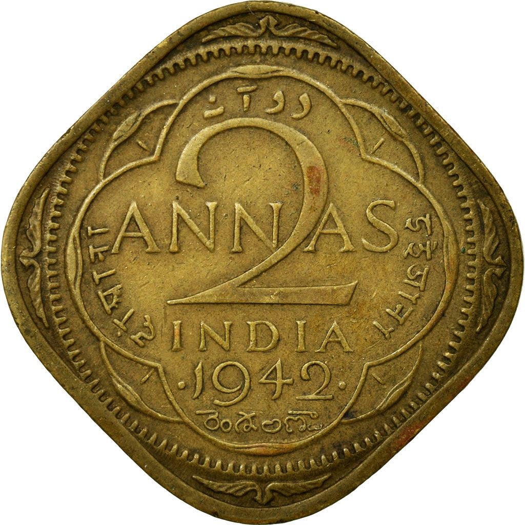 India - British | 2 Annas Coin | King George VI | Km:541A | 1942 - 1944