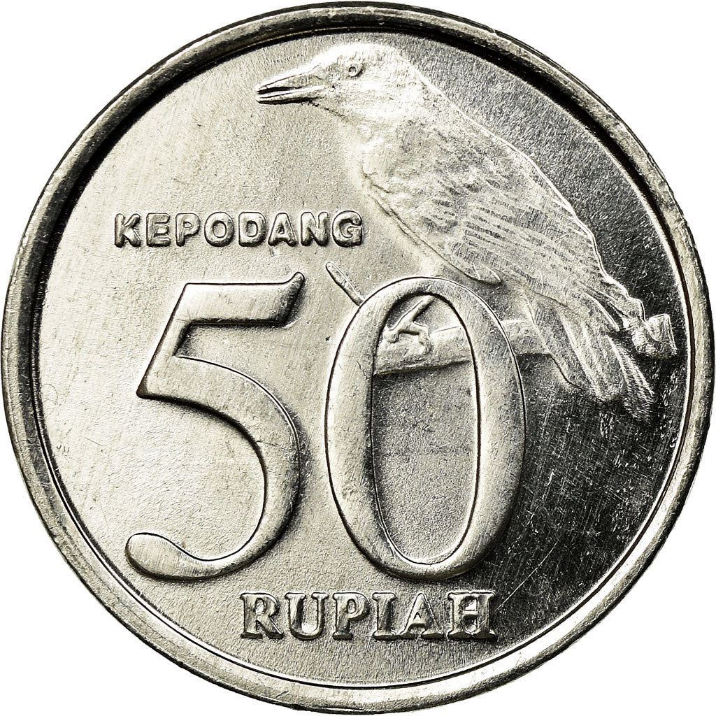 Indonesia 50 Rupiah Coin | Black Naped Oriole | KM60 | 1999 - 2003