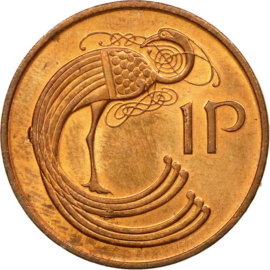 Ireland Coin Irish 1 Penny | Harp | Book of Kells | KM20a | 1988 - 2000