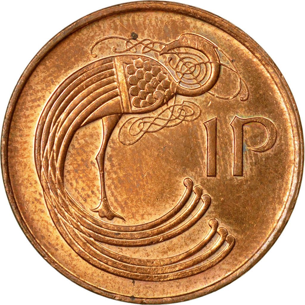 Ireland Coin Irish 1 Penny | Harp | Book of Kells | KM20a | 1988 - 2000