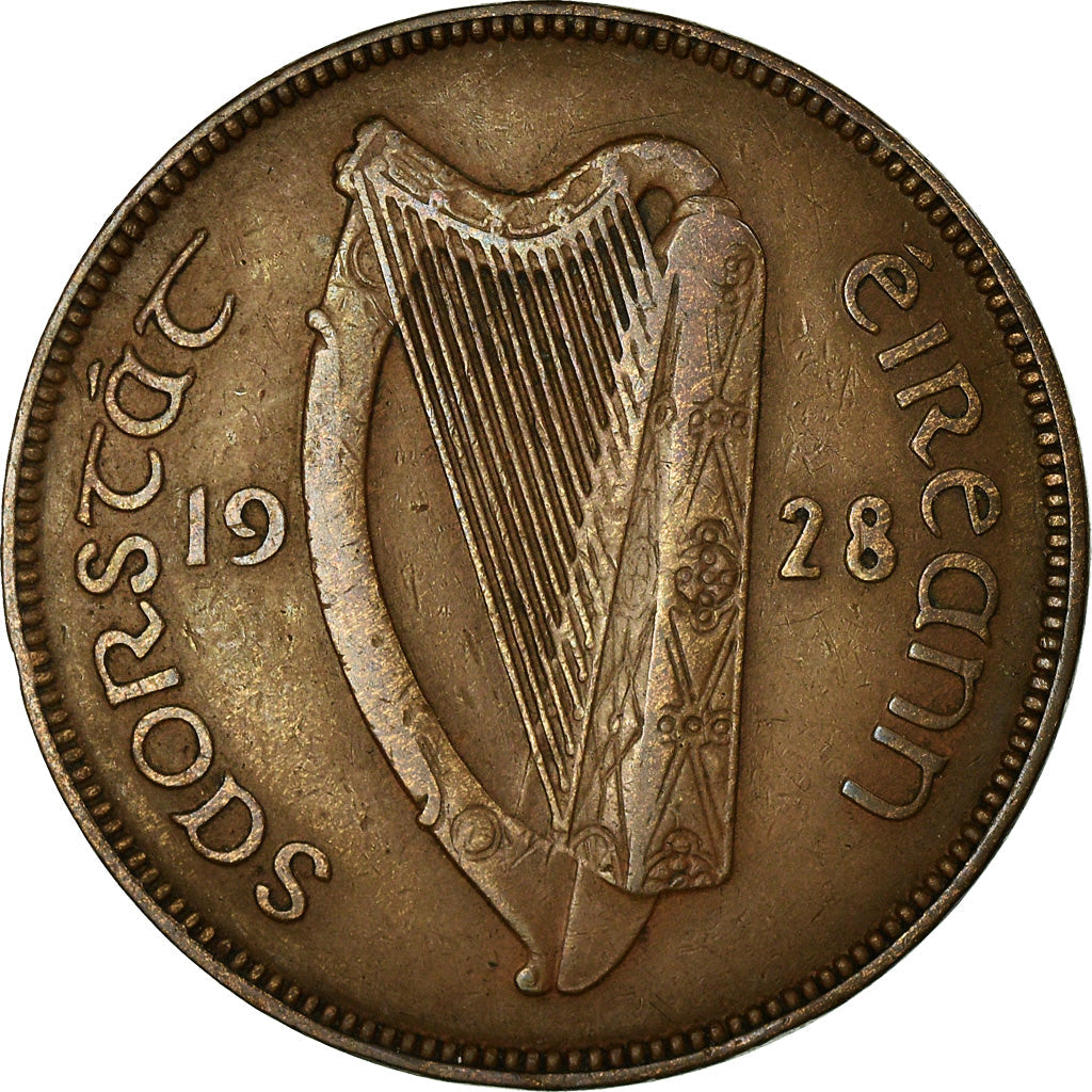 Ireland Coin Irish 1 Pingin | Celtic Harp | Hen | Chick | KM3 | 1928 - 1937