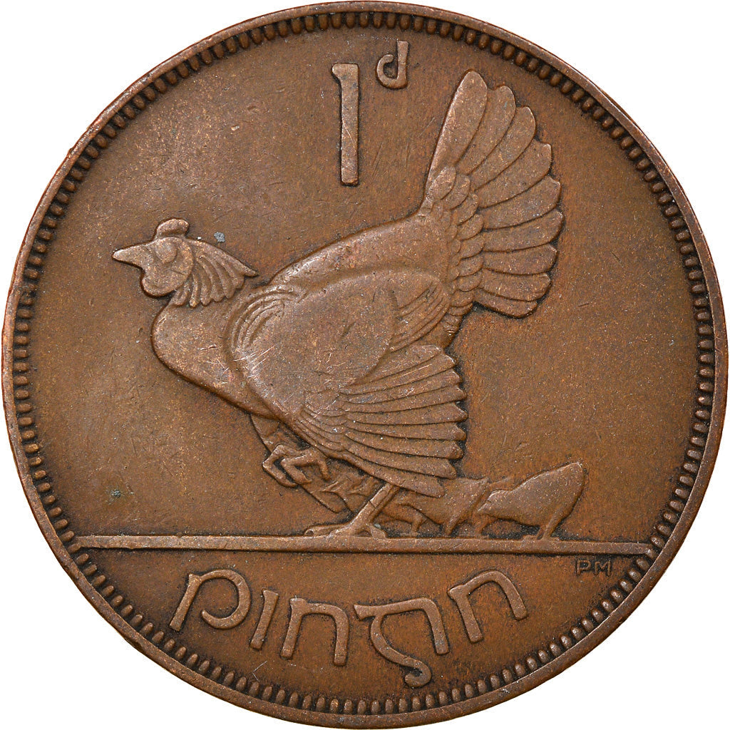 Ireland Coin Irish 1 Pingin | Celtic Harp | Hen | Chick | KM3 | 1928 - 1937