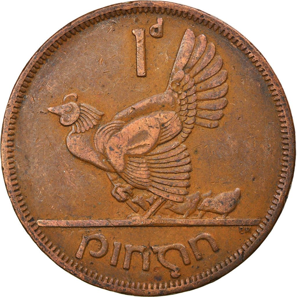 Ireland Coin Irish 1 Pingin | Harp | Hen | Chick | KM11 | 1938 - 1968