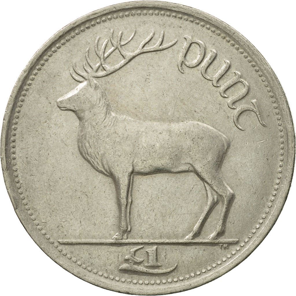 Ireland Coin Irish 1 Pound | Harp | Red Deer | KM27 | 1990 - 2000