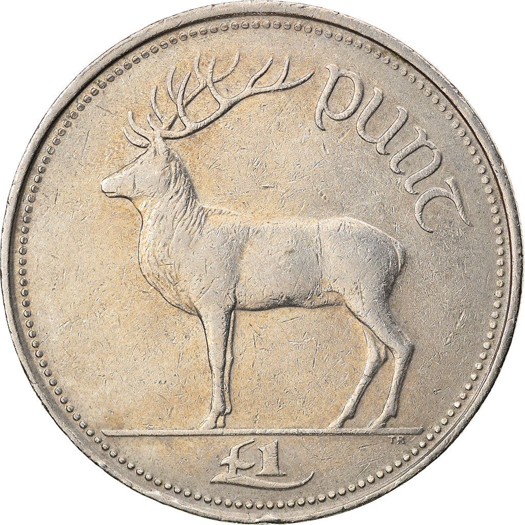 Ireland Coin Irish 1 Pound | Harp | Red Deer | KM27 | 1990 - 2000