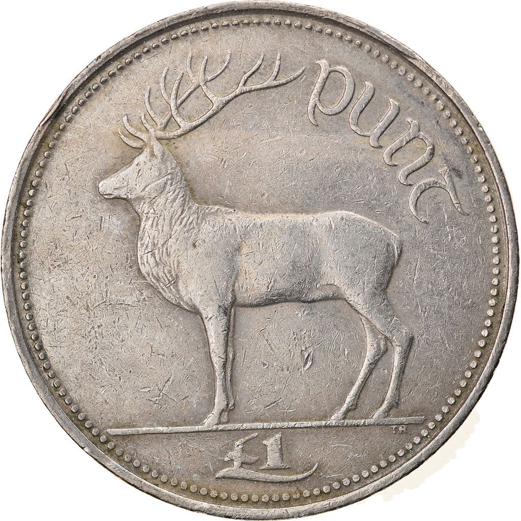 Ireland Coin Irish 1 Pound | Harp | Red Deer | KM27 | 1990 - 2000