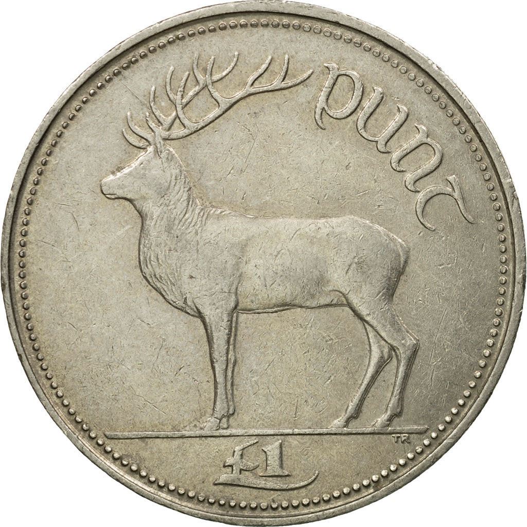 Ireland Coin Irish 1 Pound | Harp | Red Deer | KM27 | 1990 - 2000