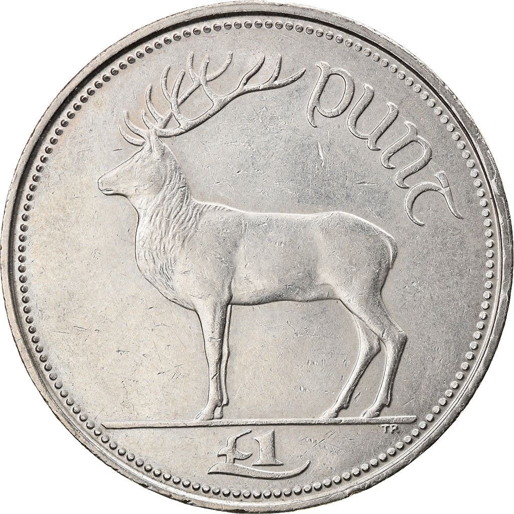 Ireland Coin Irish 1 Pound | Harp | Red Deer | KM27 | 1990 - 2000