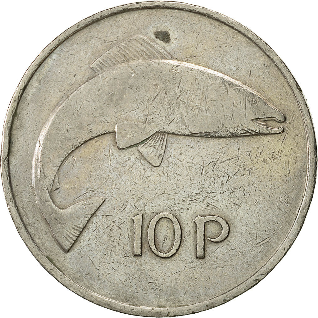 Ireland Coin Irish 10 Pence | Harp | Atlantic Salmon | KM23 | 1969 - 1986