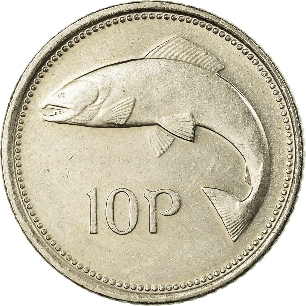 Ireland Coin Irish 10 Pence | Harp | Salmon | KM29 | 1993 - 2000