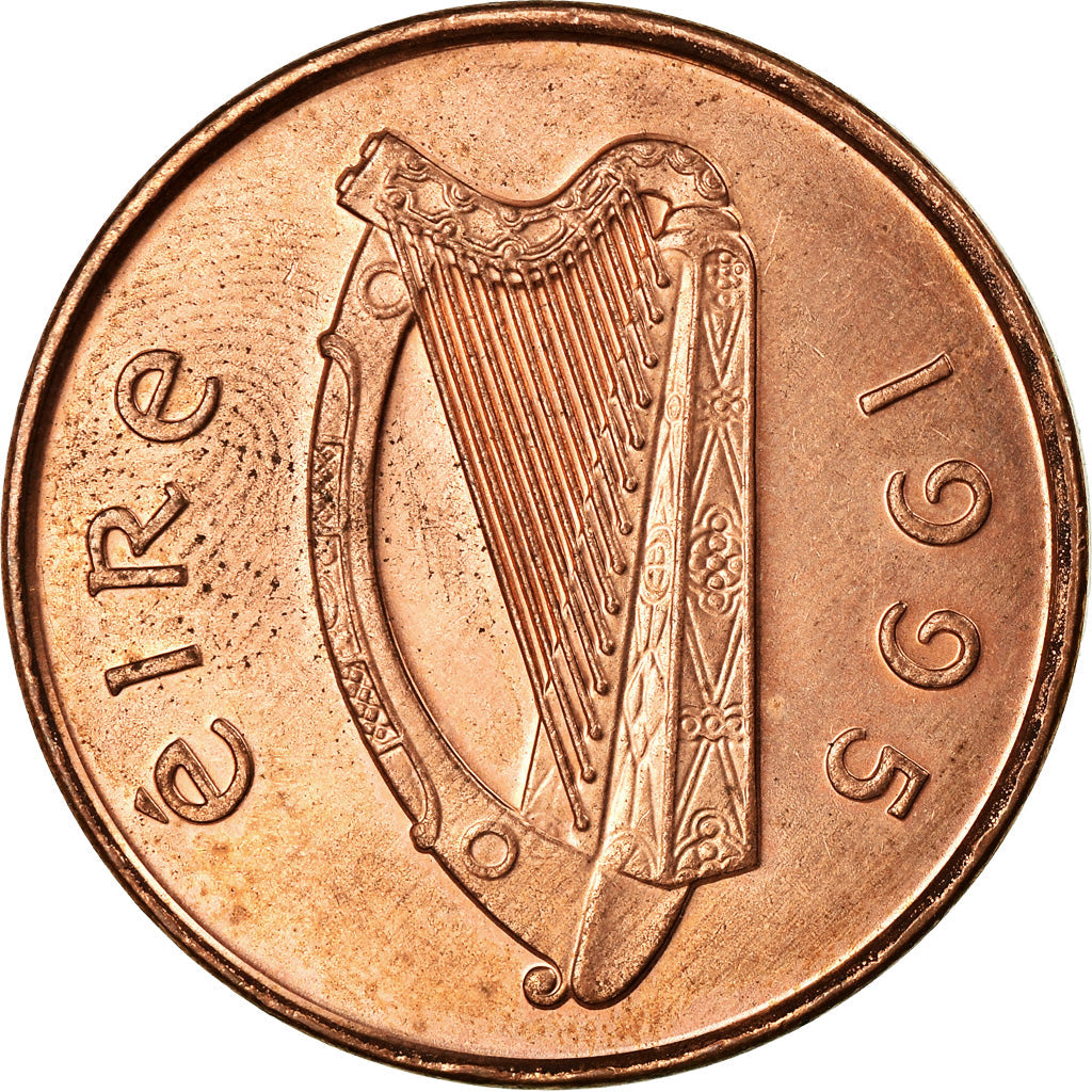 Ireland Coin Irish 2 Pence | Harp | Book of Kells | KM21a | 1988 - 2000