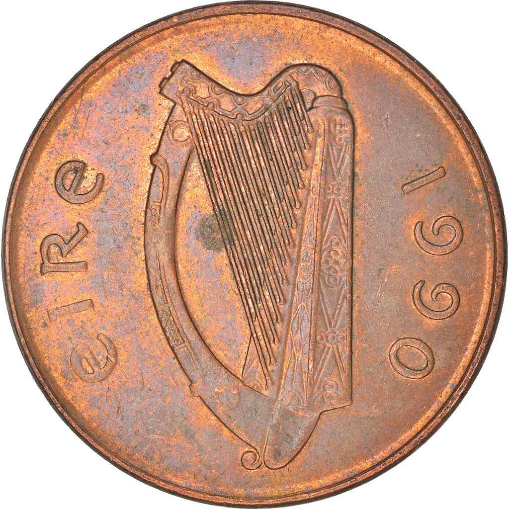 Ireland Coin Irish 2 Pence | Harp | Book of Kells | KM21a | 1988 - 2000