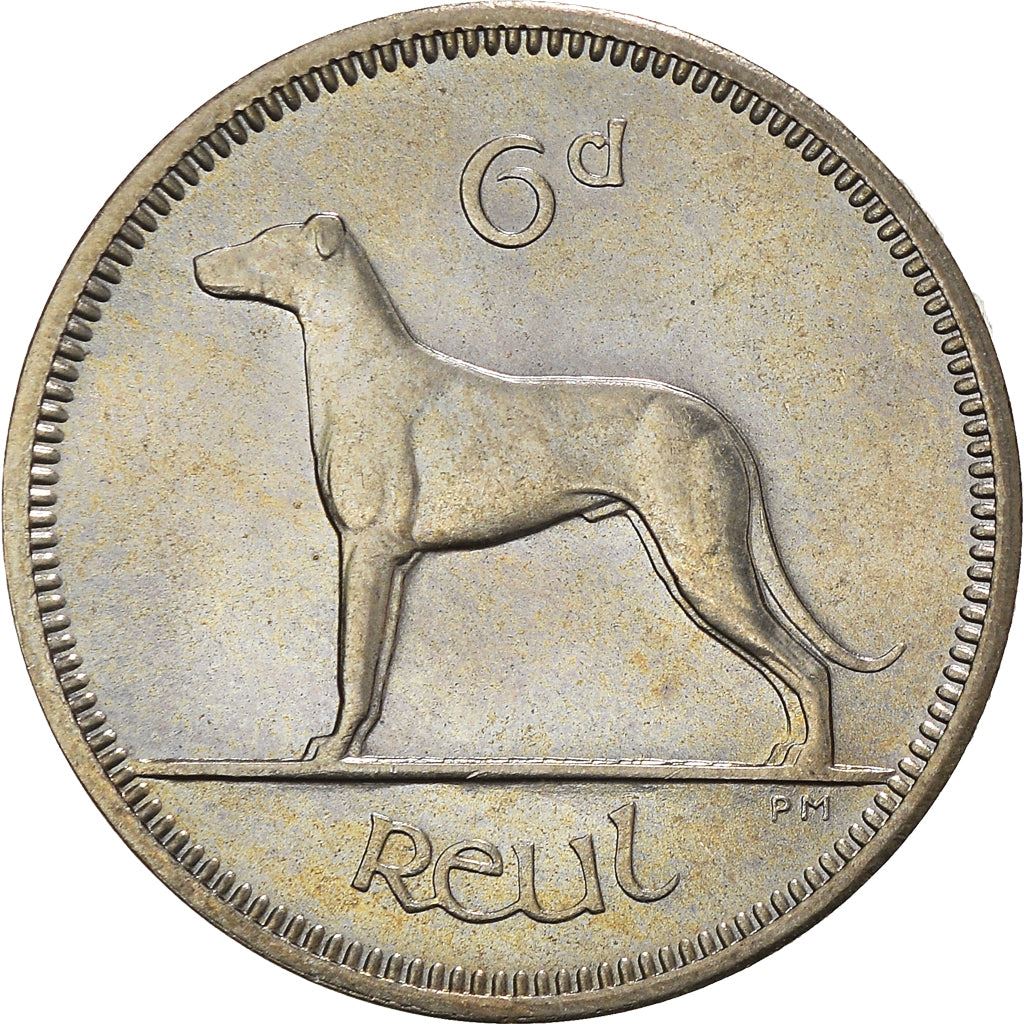 Ireland Coin Irish 6 Pingin | Celtic Harp | Irish Wolfhound | KM13a | 1942 - 1969