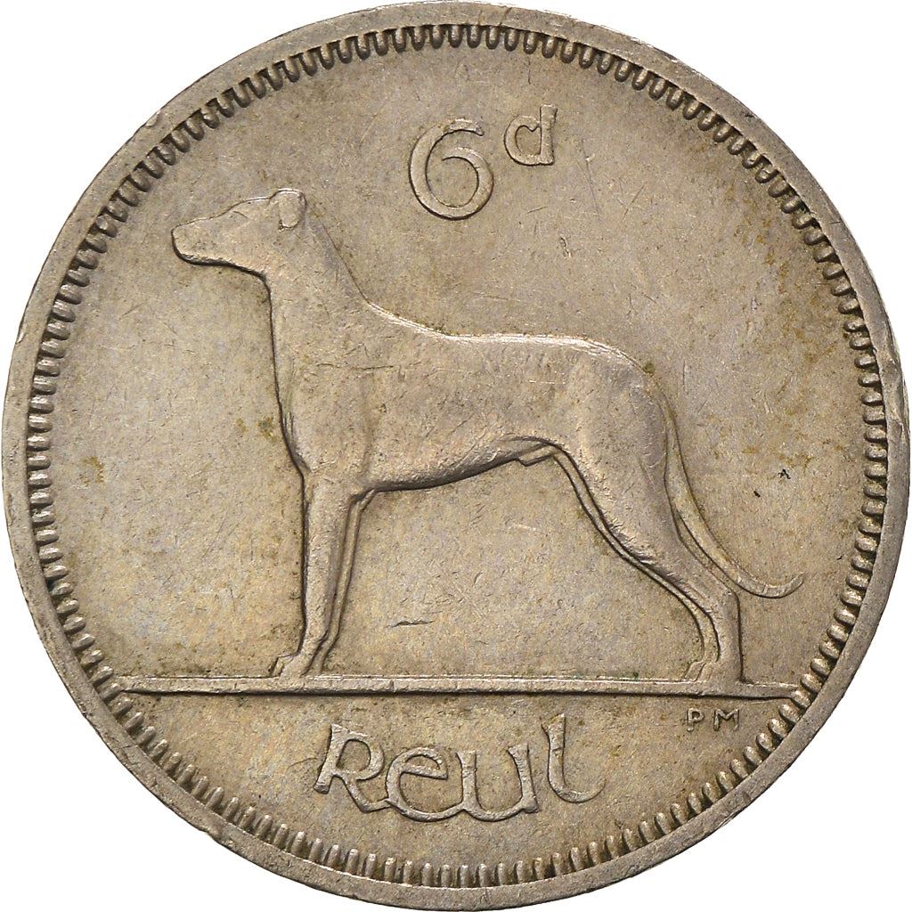 Ireland Coin Irish 6 Pingin | Celtic Harp | Irish Wolfhound | KM13a | 1942 - 1969