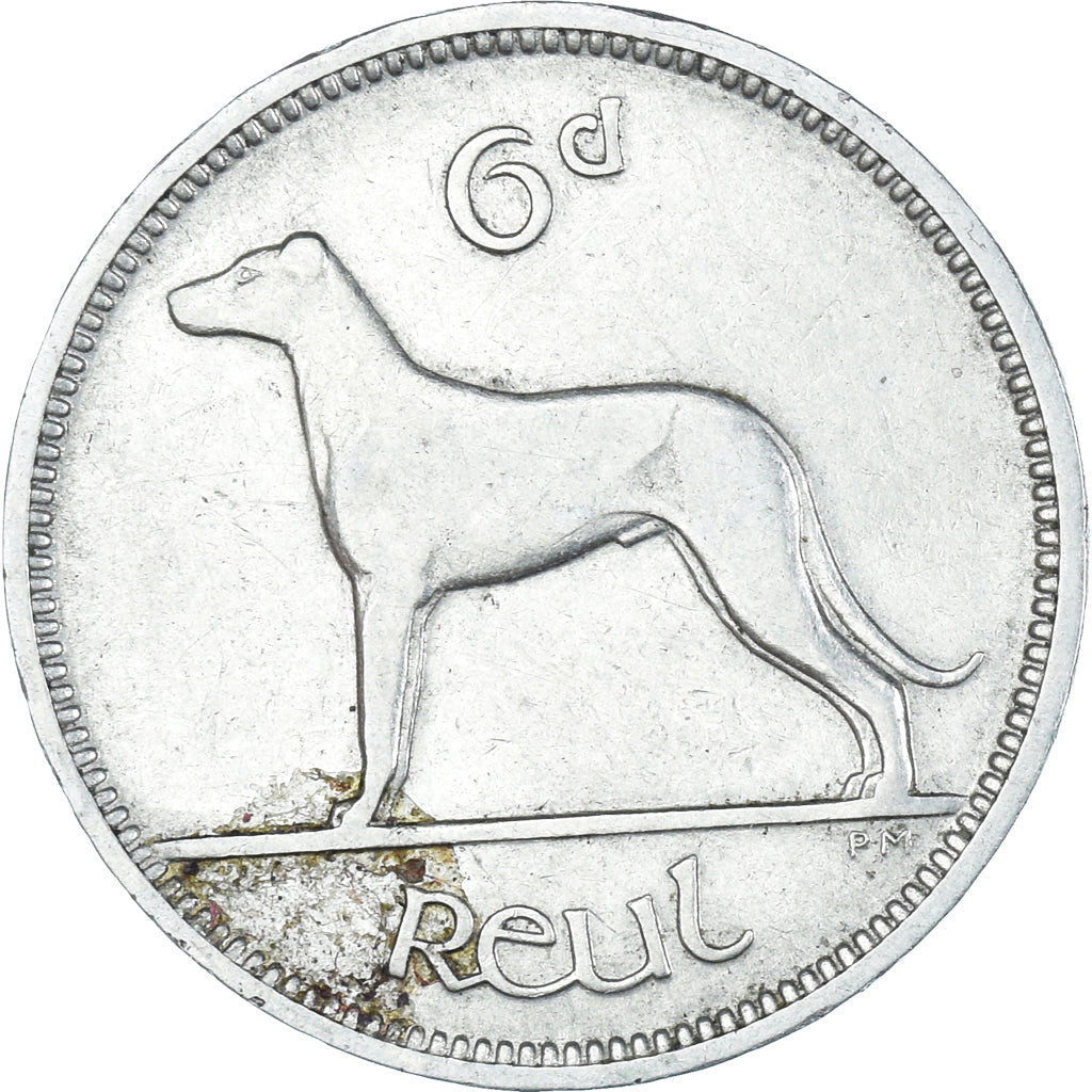 Ireland Coin Irish 6 Pingin | Celtic Harp | Irish Wolfhound | KM5 | 1928 - 1935