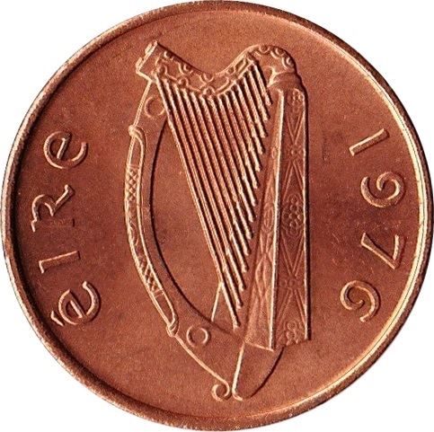 Irish 1 Penny Coin | Harp | Book of Kells | KM20 | 1971 - 1988