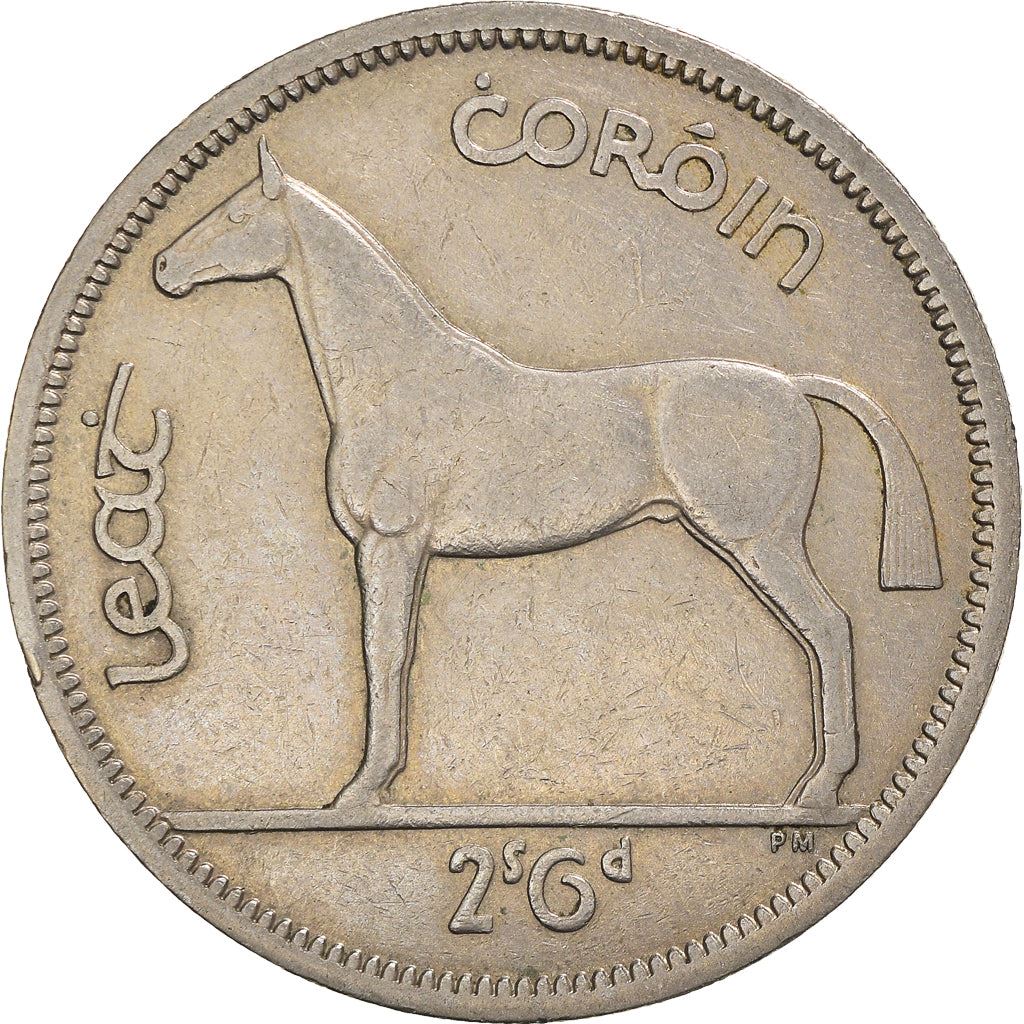 Irish 1/2 Coroin Coin | Celtic Harp | Hunter Horse | KM16a | 1951 - 1967