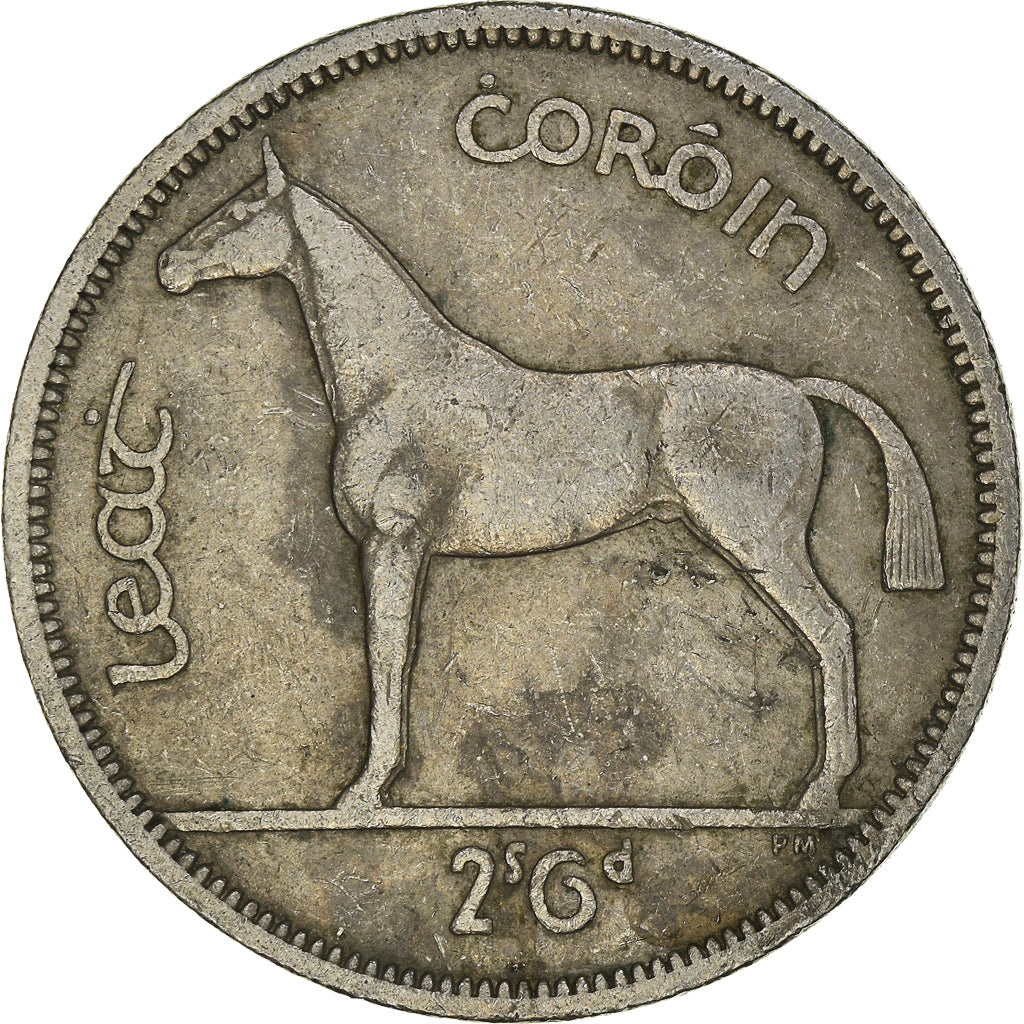 Irish 1/2 Coroin Coin | Celtic Harp | Hunter Horse | KM16a | 1951 - 1967