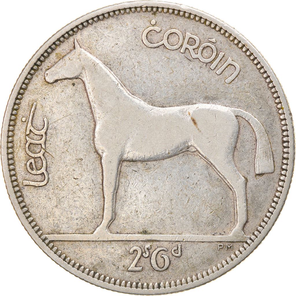 Irish 1/2 Coroin Coin | Celtic Harp | Hunter Horse | KM8 | 1928 - 1937