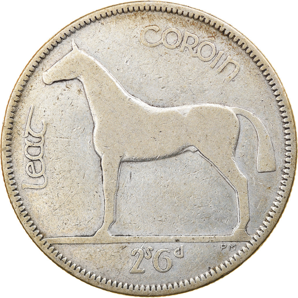 Irish 1/2 Coroin Coin | Celtic Harp | Hunter Horse | KM8 | 1928 - 1937