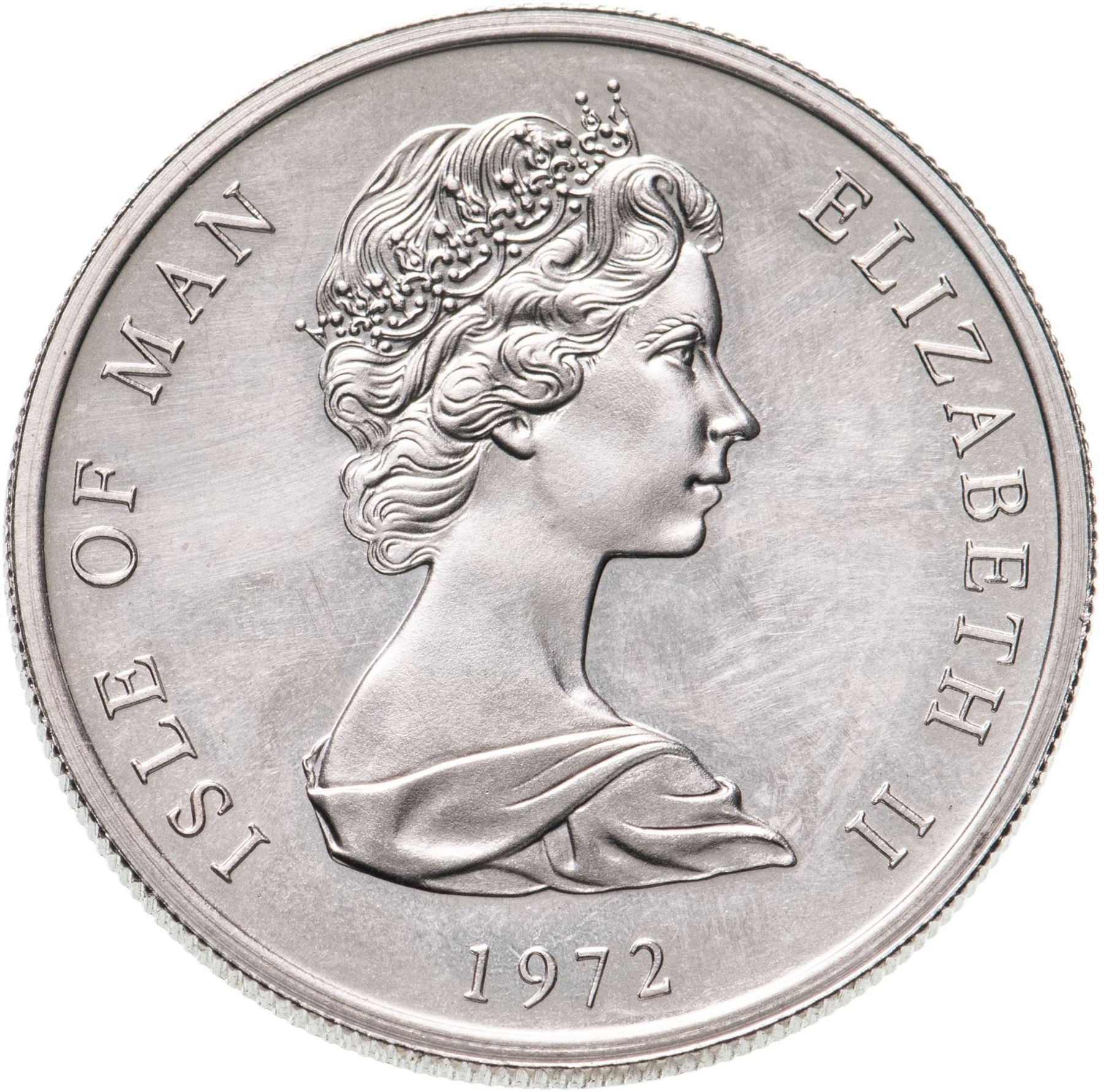 Isle of Man | 25 Pence Coin | Queen Elizabeth II | Royal Wedding Anniversary | KM25 | 1972