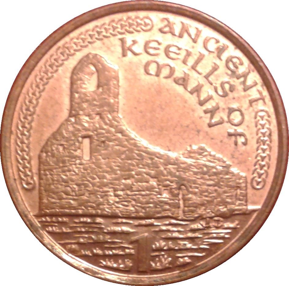 Isle of Man Coin Man 1 Penny | Queen Elizabeth II | Manx Chapel | Keeill | Sanctus Bell | KM1036 | 2000 - 2003