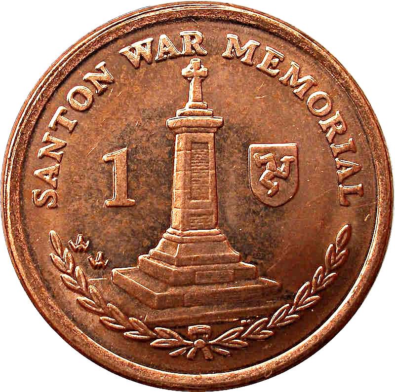 Isle of Man Coin Man 1 Penny | Queen Elizabeth II | Santon War Memorial | KM1253 | 2004 - 2016