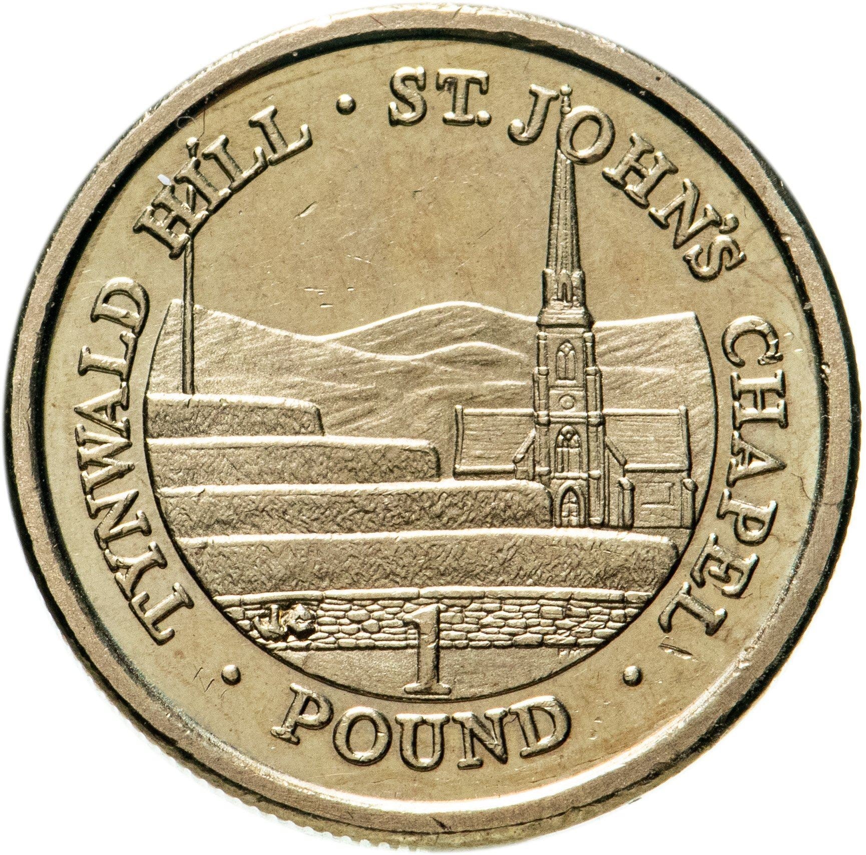 Isle of Man Coin Man 1 Pound | Queen Elizabeth II | Tynwald Hill | St John Chapel | KM1259 | 2004 - 2016