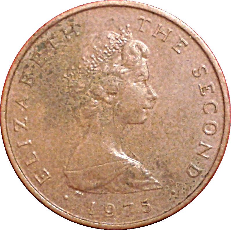 Isle of Man Coin Manx 1 New Penny | Queen Elizabeth II | Ring Chain | KM20 | 1971 - 1975