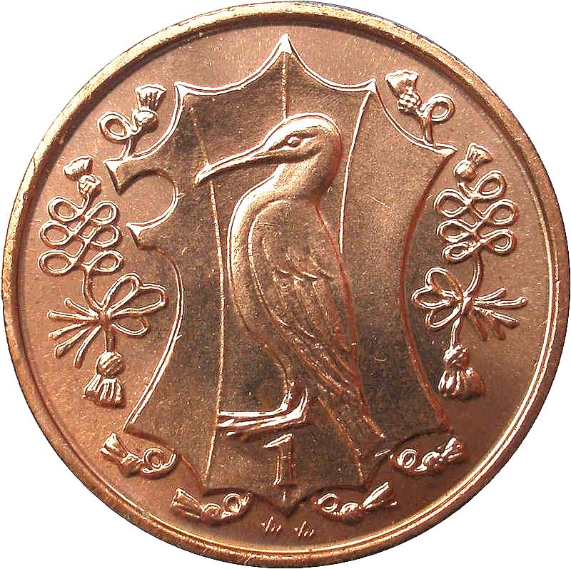 Isle of Man Coin Manx 1 Penny | Queen Elizabeth II | European Shag | Shield | KM143 | 1985 - 1987