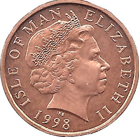 Isle of Man Coin Manx 1 Penny | Queen Elizabeth II | Rugby Ball | KM823.1 | 1998