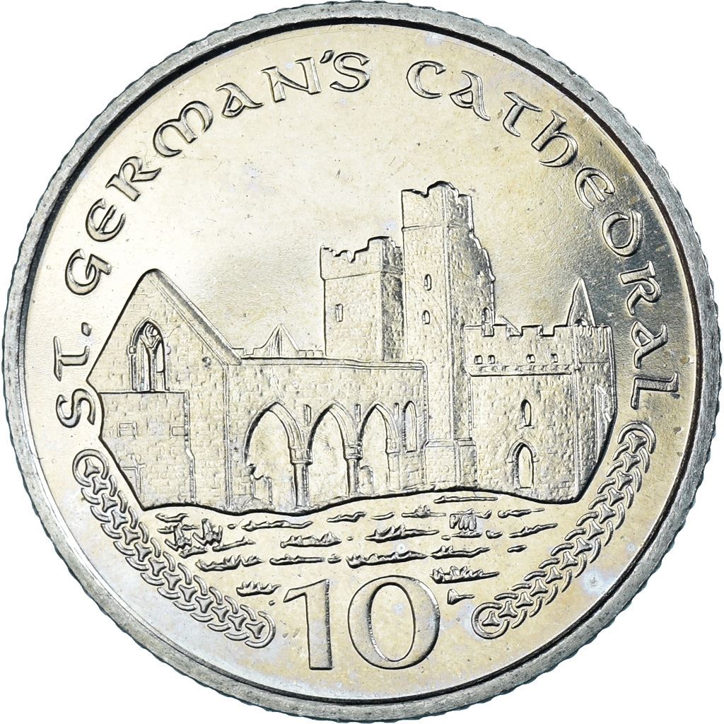 Isle of Man Coin Manx 10 Pence | Queen Elizabeth II | Cathedral Ruins | KM1039 | 2000 - 2003