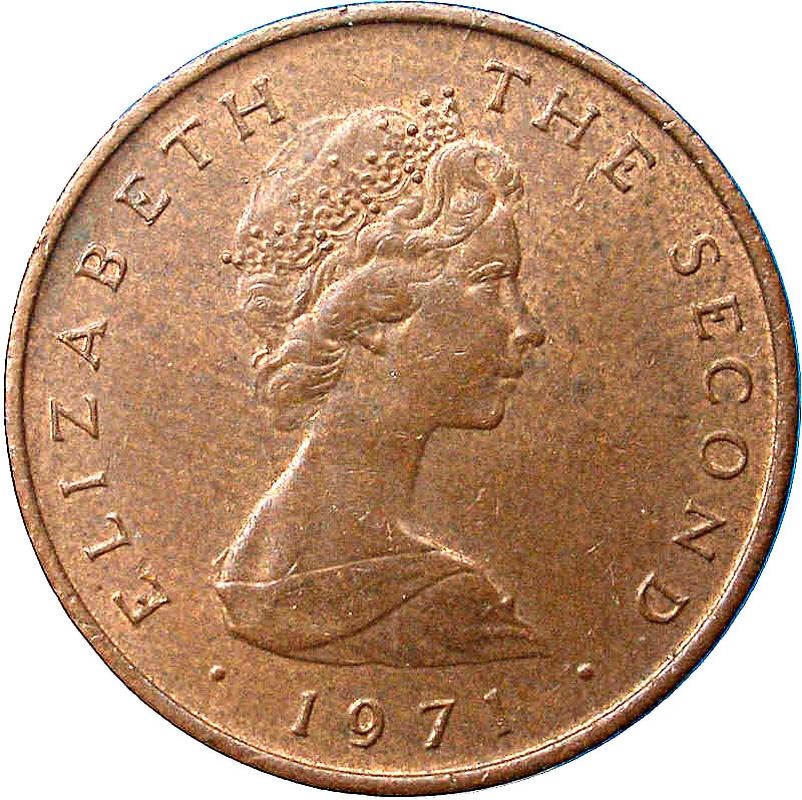 Isle of Man Coin Manx ½ New Penny | Queen Elizabeth II | Jacobaea Vulgaris | National Flower | KM19 | 1971 - 1975