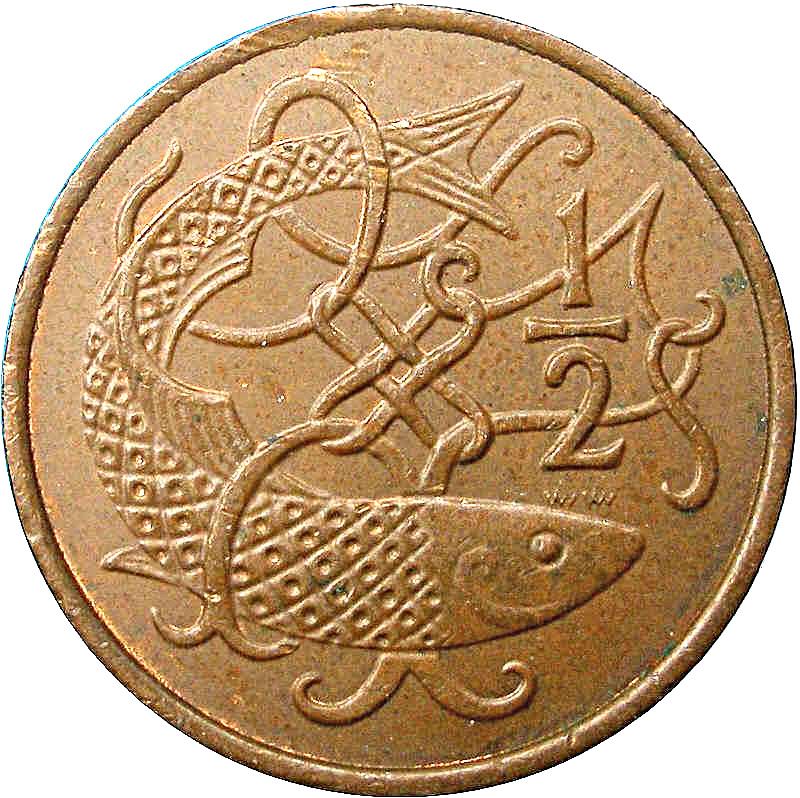 Isle of Man Coin Manx ½ Penny | Queen Elizabeth II | Atlantic herring | KM58 | 1980 - 1983