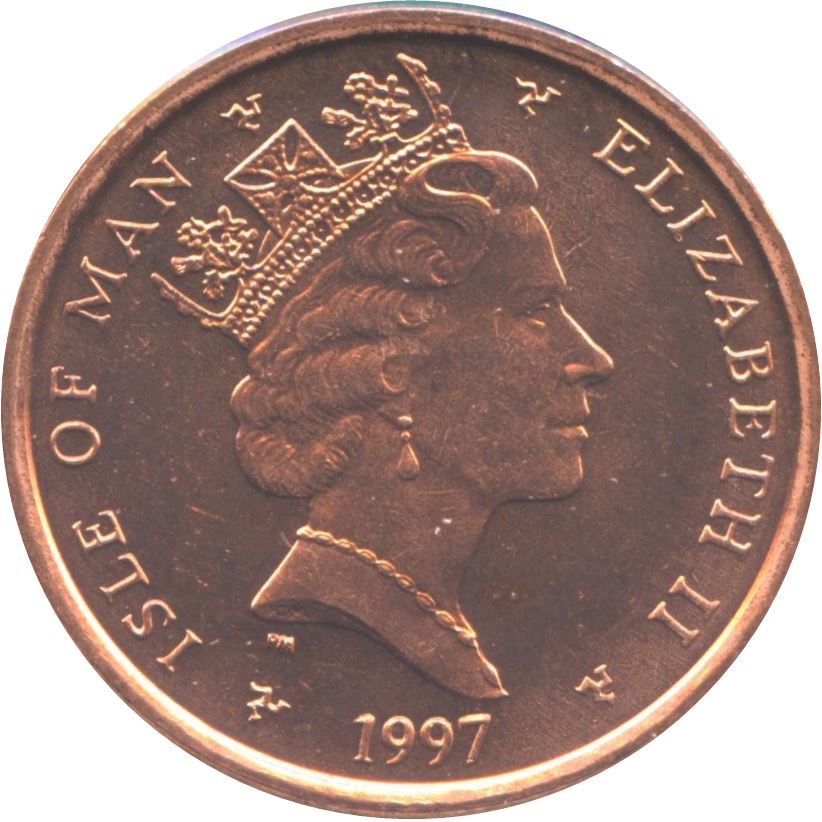 Isle of Man Coin Manx 2 Pence | Queen Elizabeth II | Bicyclists Racing | KM589 | 1996 - 1997