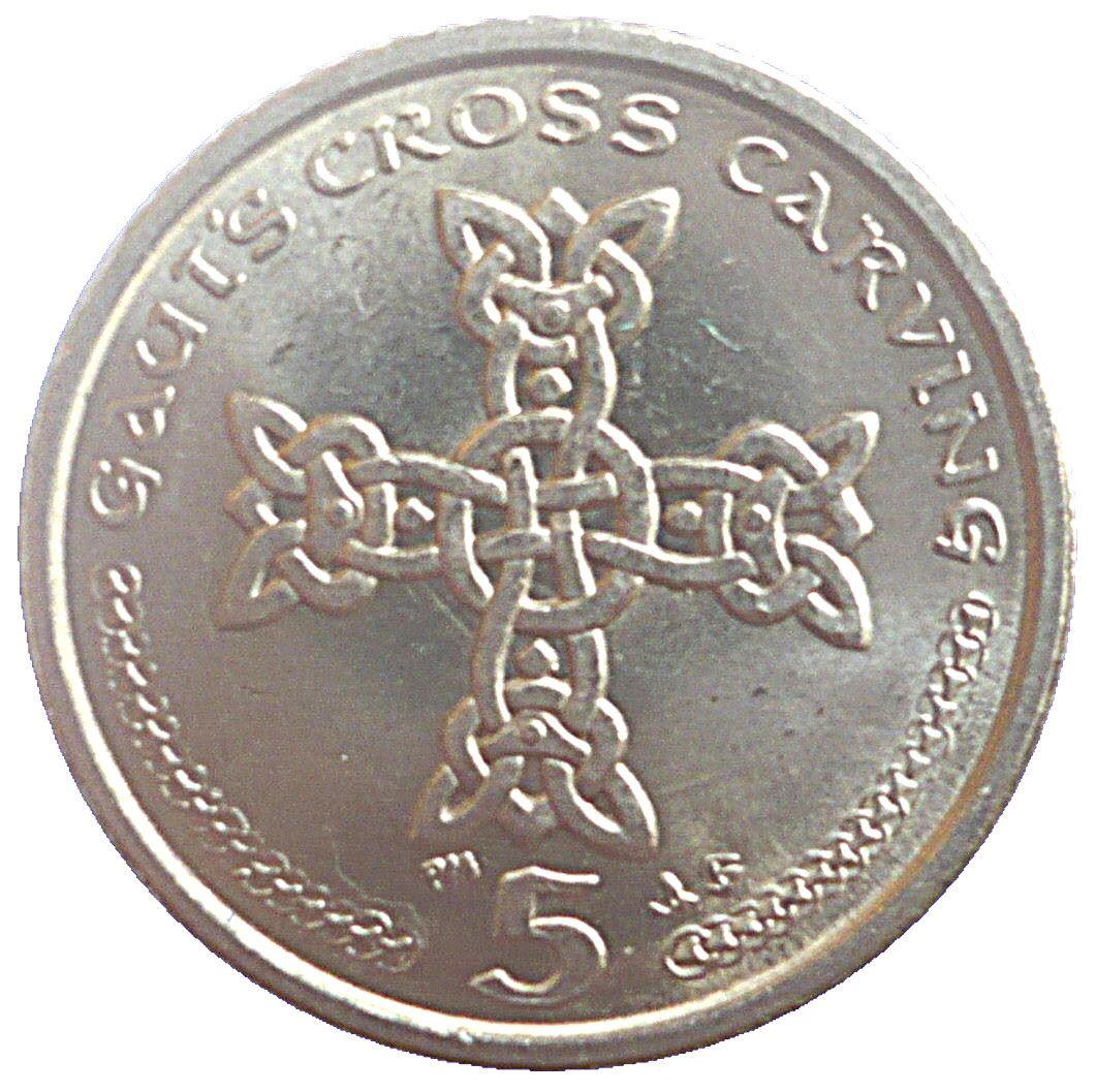 Isle of Man Coin Manx 5 Pence | Queen Elizabeth II | Cross | KM1038 | 2000 - 2003