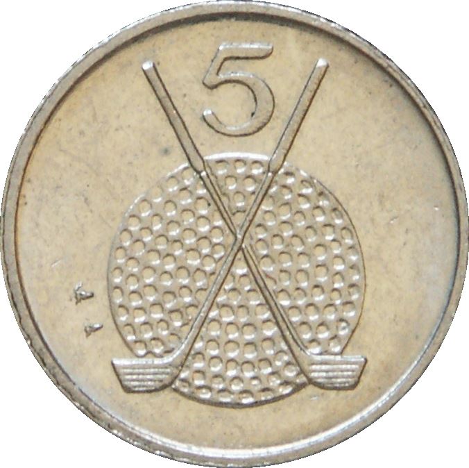 Isle of Man Coin Manx 5 Pence | Queen Elizabeth II | Golf Club | Golf Ball | KM392 | 1994 - 1995