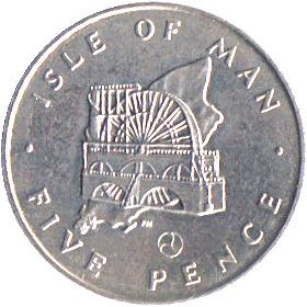 Isle of Man Coin Manx 5 Pence | Queen Elizabeth II | Laxey Wheel | Lady Isabella | KM35 | 1976 - 1979