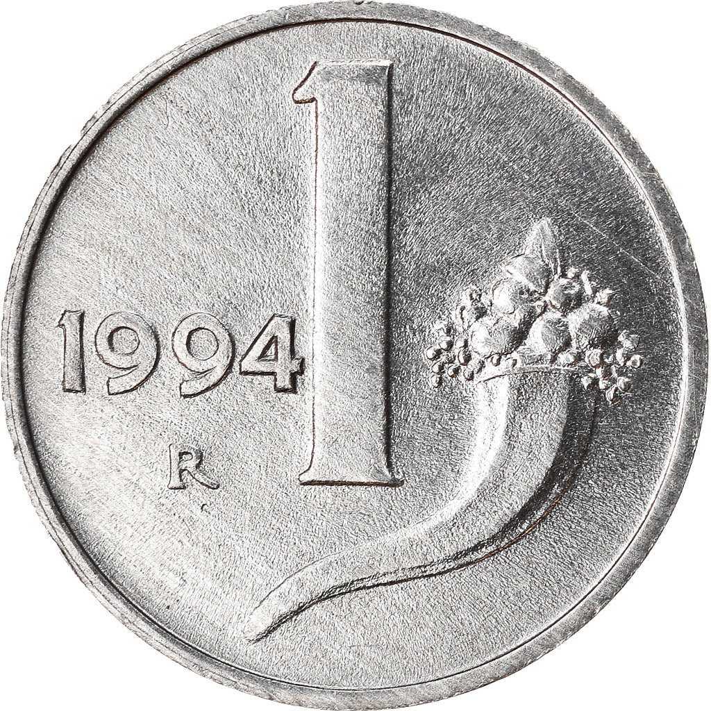 Italy Coin 1 Lira | Cornucopia | Scale | Horn of Plenty | KM91 | 1951 - 2001