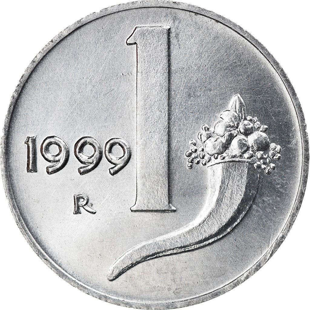 Italy Coin 1 Lira | Cornucopia | Scale | Horn of Plenty | KM91 | 1951 - 2001