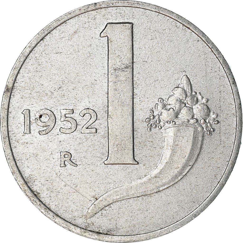 Italy Coin 1 Lira | Cornucopia | Scale | Horn of Plenty | KM91 | 1951 - 2001