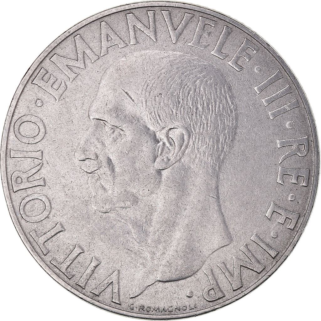 Italy Coin 1 Lira - Vittorio Emanuele III | Eagle | Savoy Shield | Axe | KM77a | 1939 - 1940