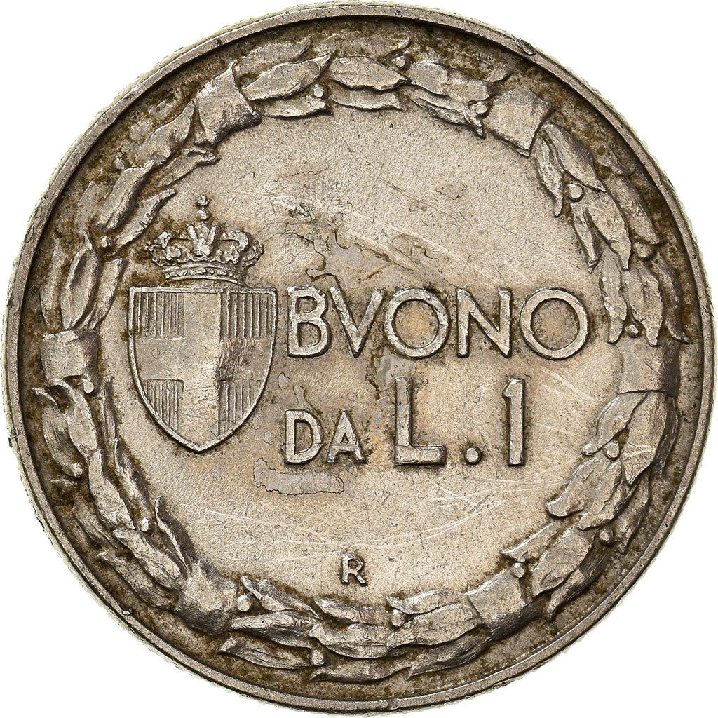 Italy Coin 1 Lira - Vittorio Emanuele III | Libertine | Savoy Shield | Olive | KM62 | 1922 - 1935