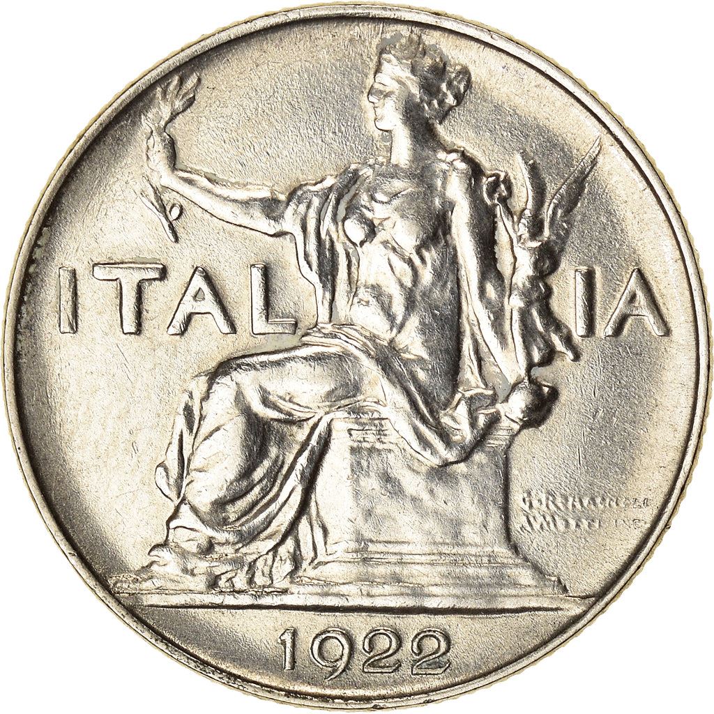 Italy Coin 1 Lira - Vittorio Emanuele III | Libertine | Savoy Shield | Olive | KM62 | 1922 - 1935