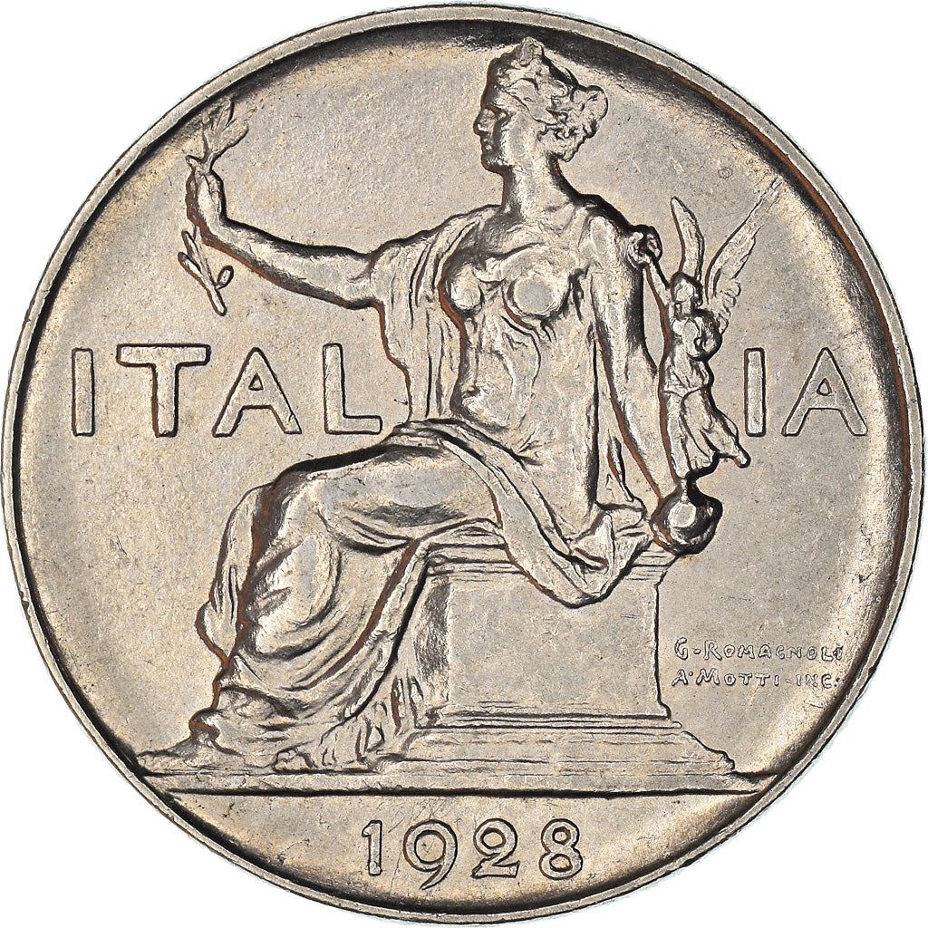 Italy Coin 1 Lira - Vittorio Emanuele III | Libertine | Savoy Shield | Olive | KM62 | 1922 - 1935