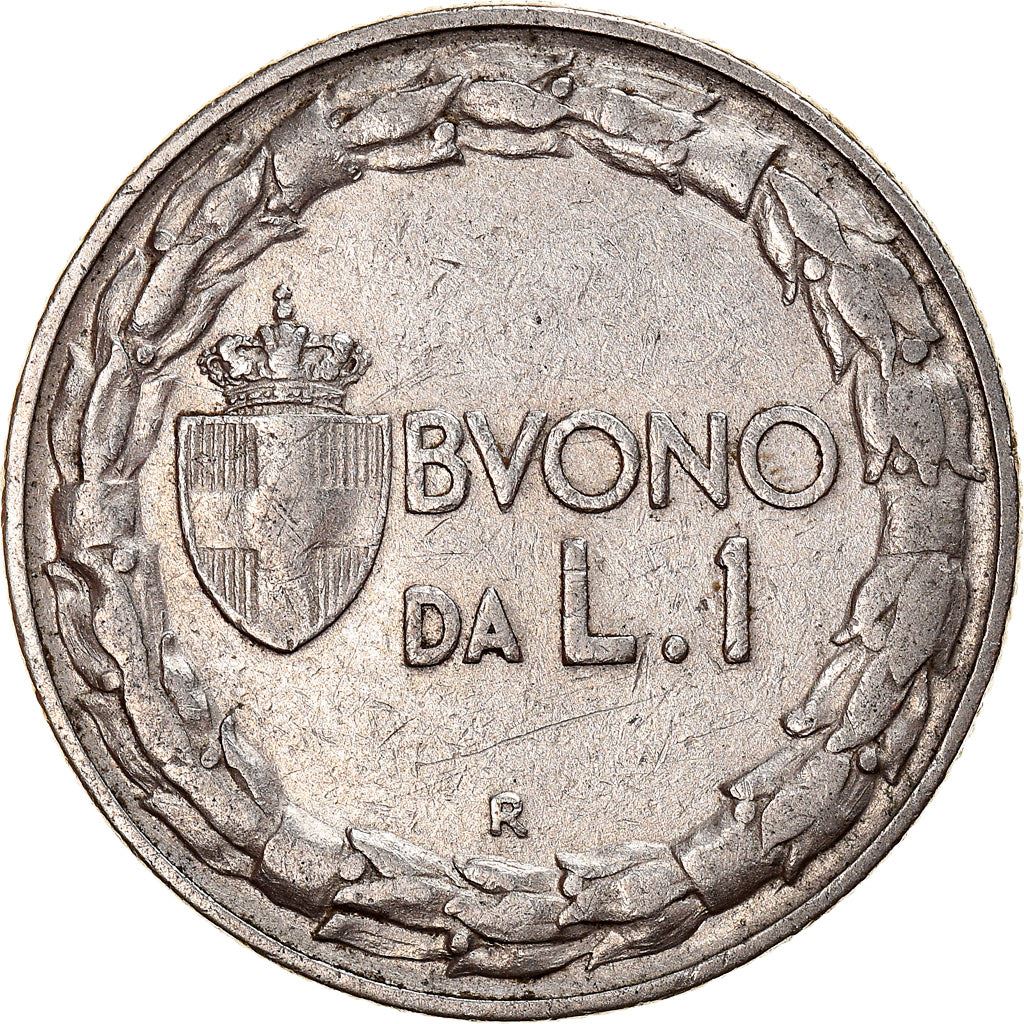 Italy Coin 1 Lira - Vittorio Emanuele III | Libertine | Savoy Shield | Olive | KM62 | 1922 - 1935