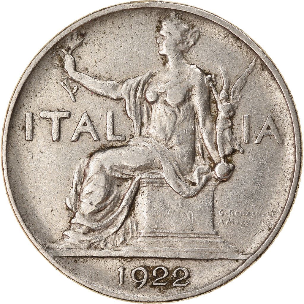 Italy Coin 1 Lira - Vittorio Emanuele III | Libertine | Savoy Shield | Olive | KM62 | 1922 - 1935