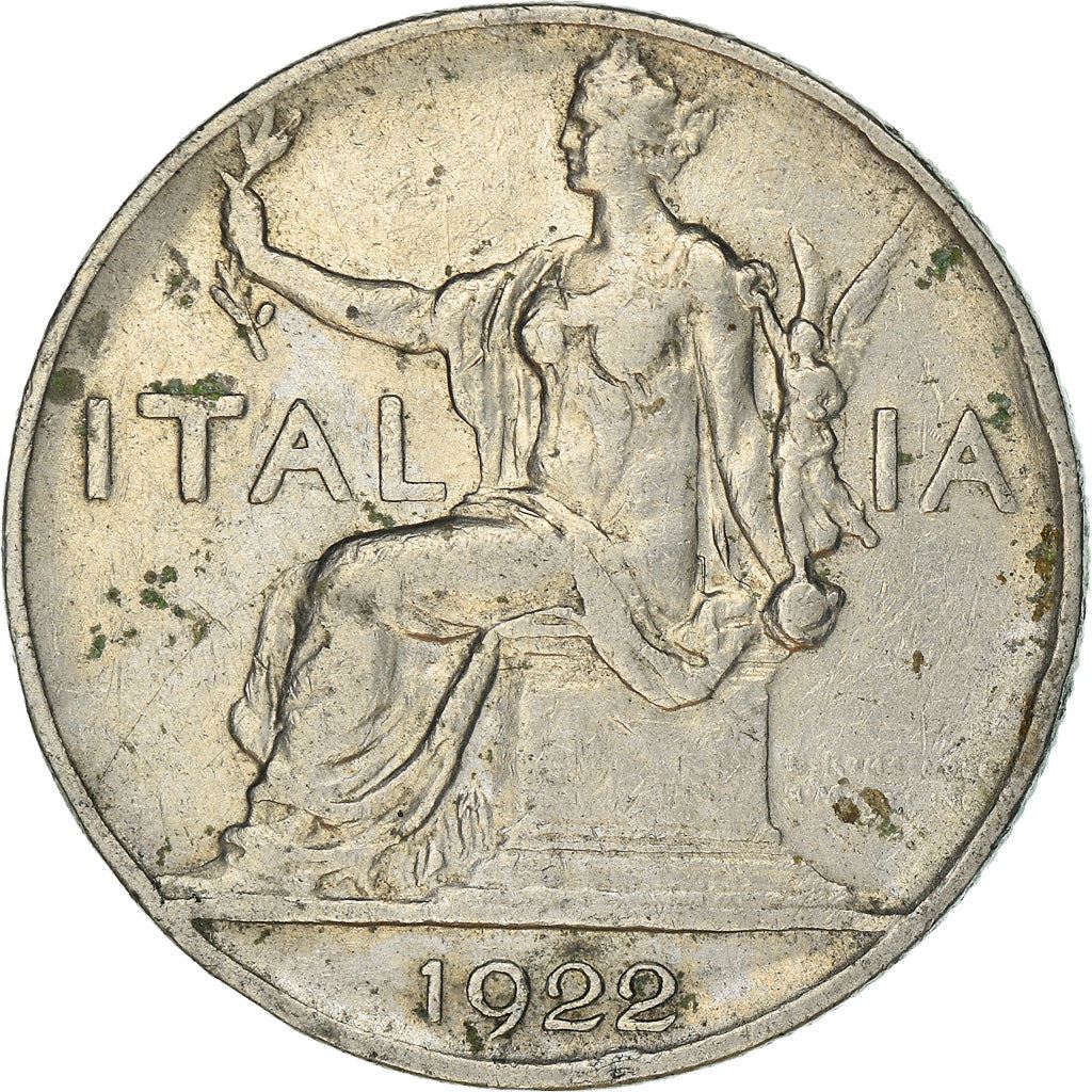 Italy Coin 1 Lira - Vittorio Emanuele III | Libertine | Savoy Shield | Olive | KM62 | 1922 - 1935